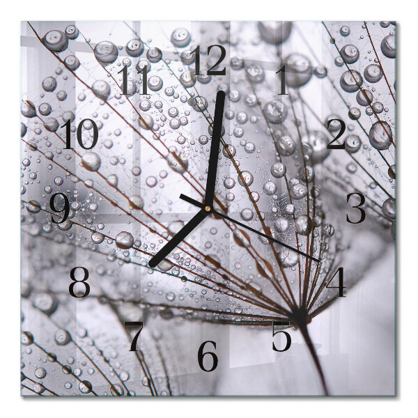 Glass clock square Dandelion
