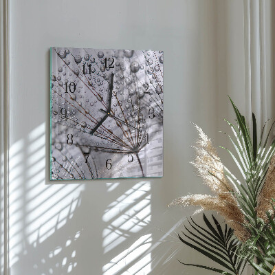 Glass clock square Dandelion