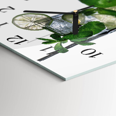 Glass wall clock square Lime and mint