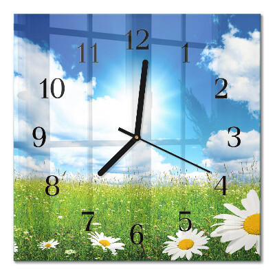 Square wall clock Meadow flowers