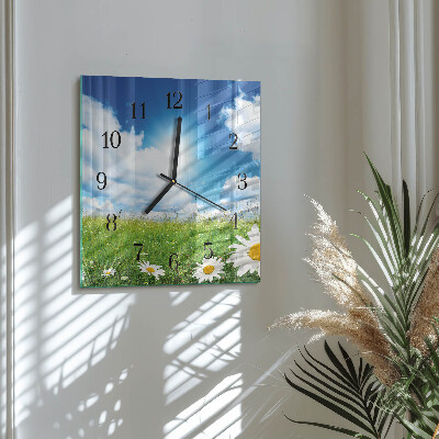 Square wall clock Meadow flowers
