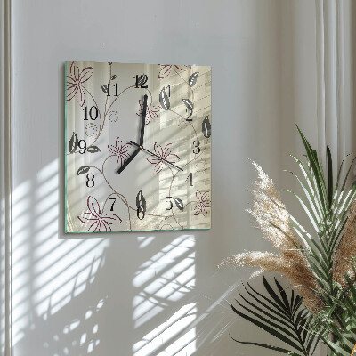 Square wall clock Floristic art