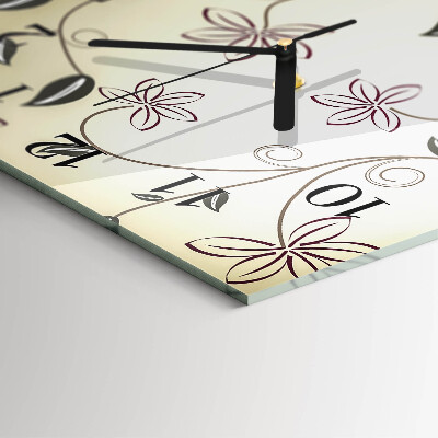 Square wall clock Floristic art