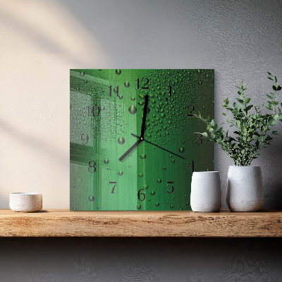 Glass wall clock square Drops of water
