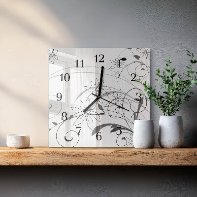 Square wall clock Floristic art