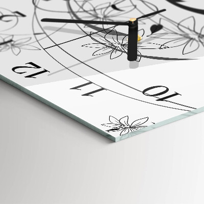 Square wall clock Floristic art