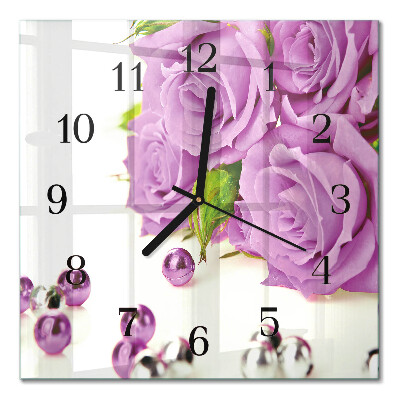 Square kitchen clock Roses