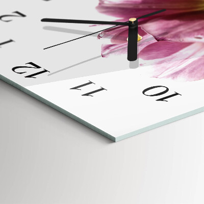 Glass clock square Tulips