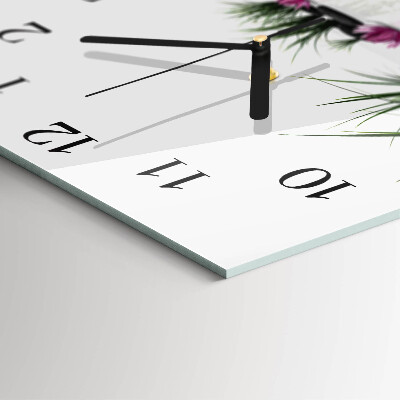Glass clock square Lotus flower