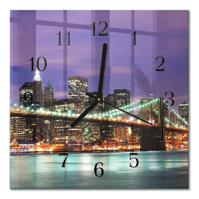 Glass wall clock square The bridge on the horizon