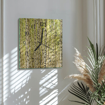 Glass clock square Birch forest
