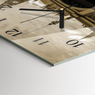 Square wall clock Bridge in sepia