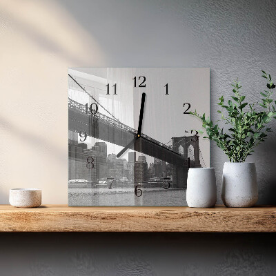 Glass wall clock square Bridge