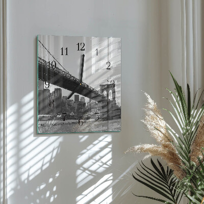 Glass wall clock square Bridge