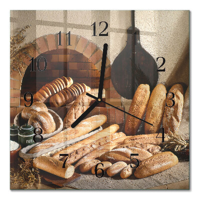 Glass clock square Bread