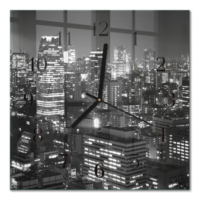 Glass wall clock square Horizon