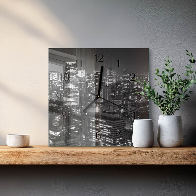 Glass wall clock square Horizon