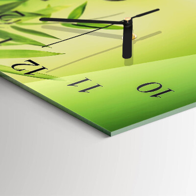 Glass wall clock square Bamboo stones