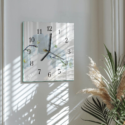 Glass wall clock square Orchid