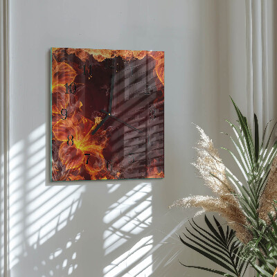 Square kitchen clock Flowers of Fire