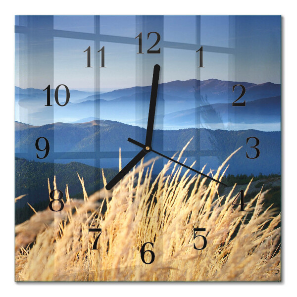 Square wall clock Mountains of grass