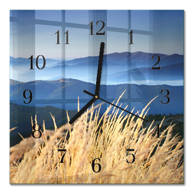 Square wall clock Mountains of grass