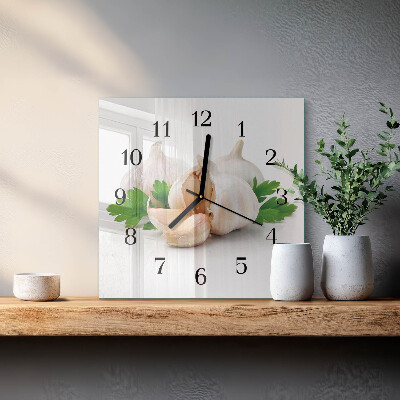 Glass clock square Garlic