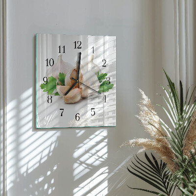 Glass clock square Garlic