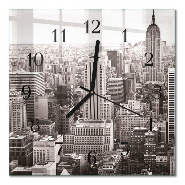 Glass wall clock square Horizon