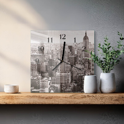 Glass wall clock square Horizon