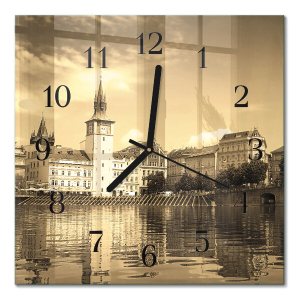 Square kitchen clock Castle in sepia