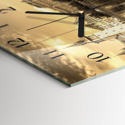 Square kitchen clock Castle in sepia