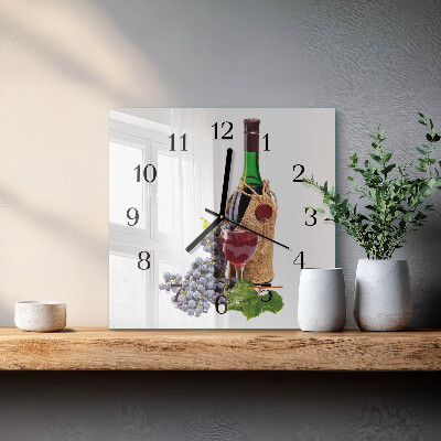 Square wall clock Grapes for wine