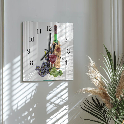 Square wall clock Grapes for wine