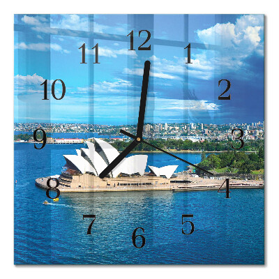 Glass wall clock square Sydney Opera House