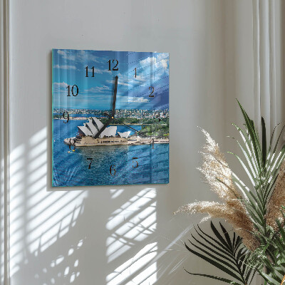 Glass wall clock square Sydney Opera House