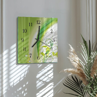 Glass wall clock square Model plant