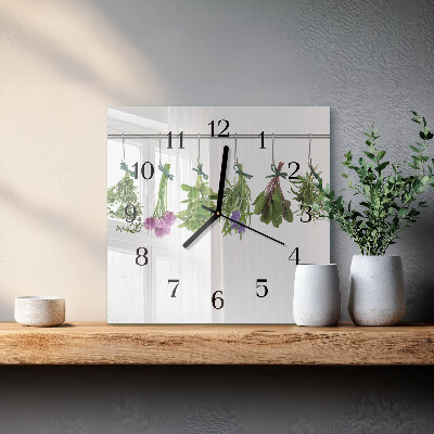 Square kitchen clock Herbs