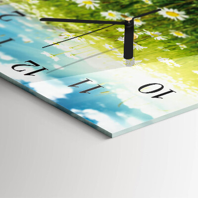 Glass wall clock square Daisies