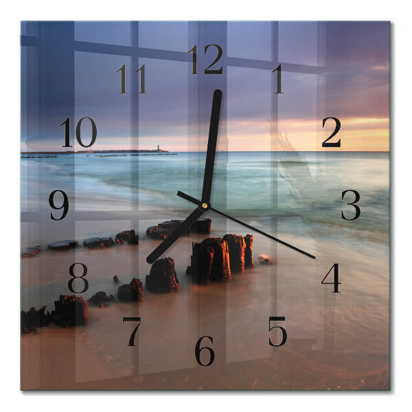 Square kitchen clock beach sea