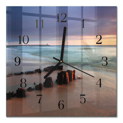 Square kitchen clock beach sea