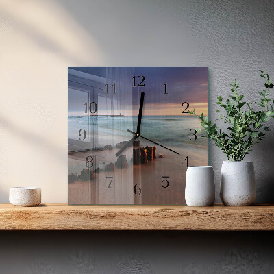 Square kitchen clock beach sea