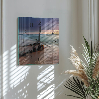 Square kitchen clock beach sea