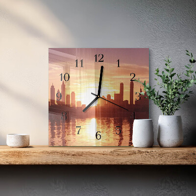 Glass clock square Horizon