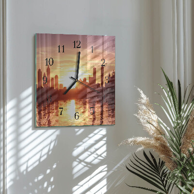 Glass clock square Horizon