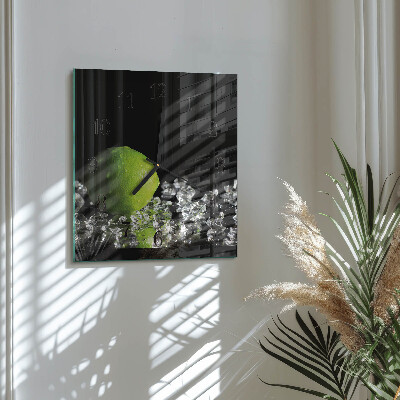 Glass wall clock square Calcium carbonate