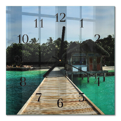 Square wall clock Sea palms