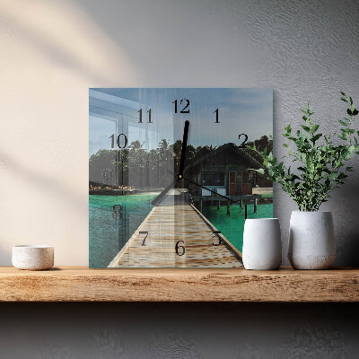 Square wall clock Sea palms