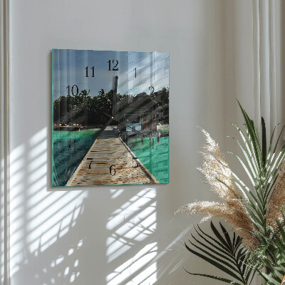 Square wall clock Sea palms
