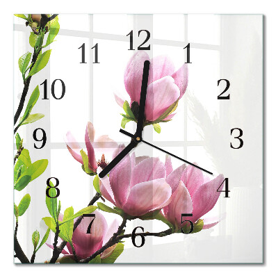 Square kitchen clock Magnolia flower